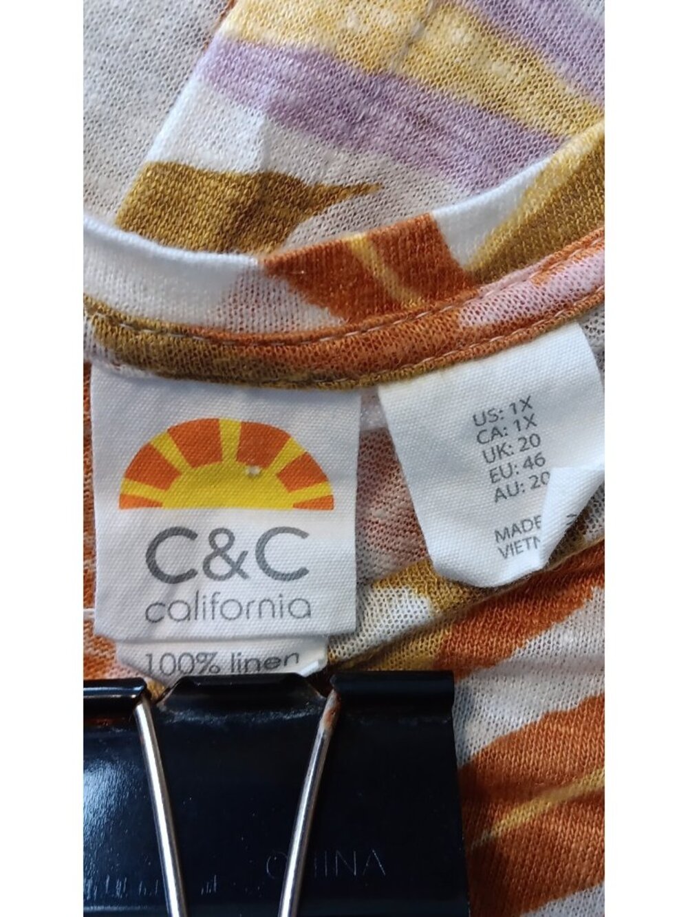 C&C California Linen Tropical Floral Button Back Tunic Top 1X - Picture 4 of 11